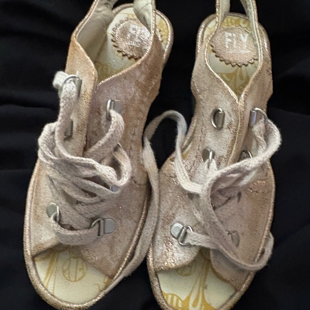 Fly London Women's Beige Lace-Up Sandals